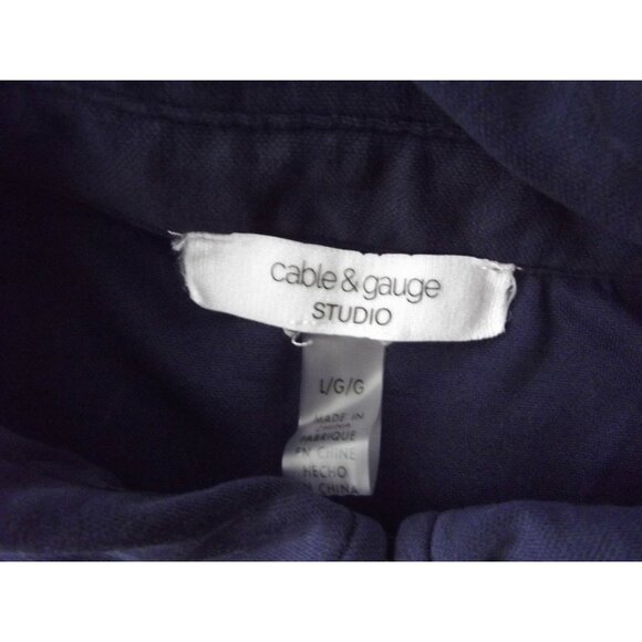 Cable & Gauge Shirt Womens Large navy blue button up flap pockets top blouse - Picture 4 of 9
